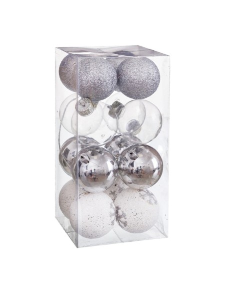 S/16 BOLAS DECORADA FOAM PLATA 6 X 6 X 6 CM