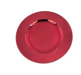 BAJO PLATO BORDE ESTRIADO ROJO 33X1.8CM