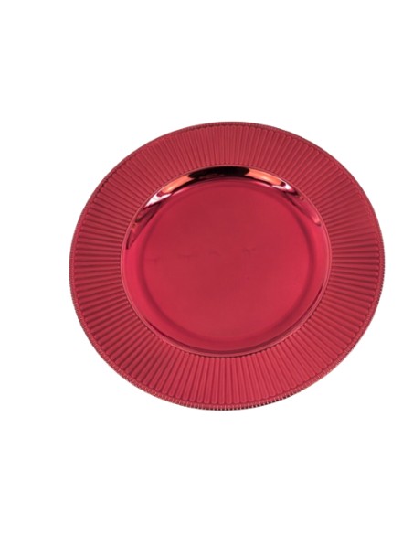 BAJO PLATO BORDE ESTRIADO ROJO 33X1.8CM