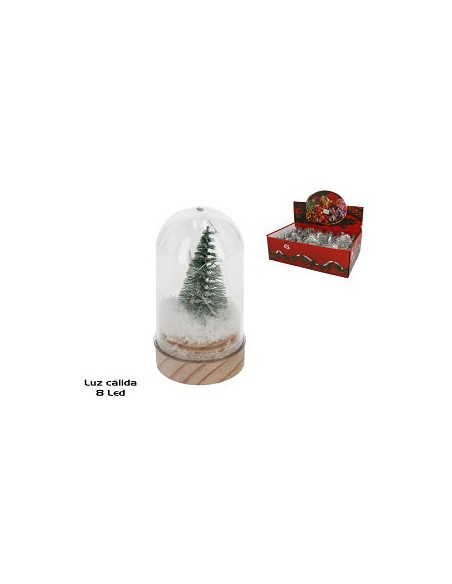 CUPULA ARBOL 8LED DECORADO 14 CM
