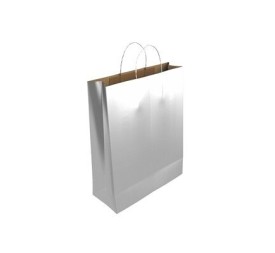 BOLSA PAPEL KRAFT PLATA L 32x14x40 cm