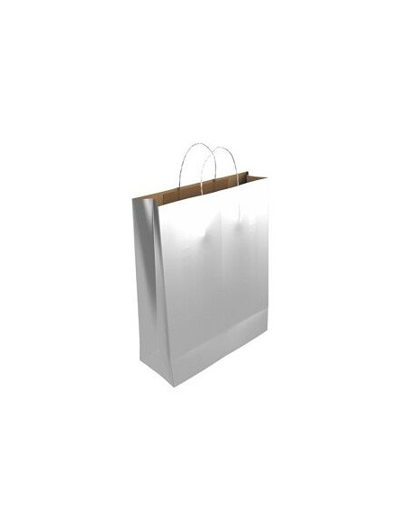 BOLSA PAPEL KRAFT PLATA L 32x14x40 cm