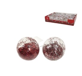 BOLA NAVIDAD TRANSP ESPUMILLÓN ROJO 6CM