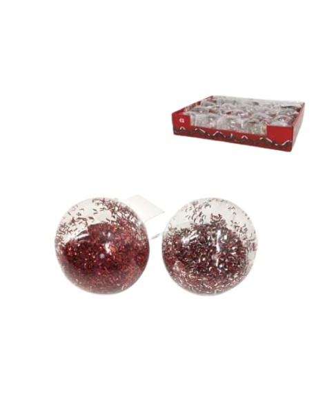 BOLA NAVIDAD TRANSP ESPUMILLÓN ROJO 6CM
