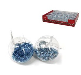 BOLA NAVIDAD TRANSP ESPUMILLÓN AZUL 6CM