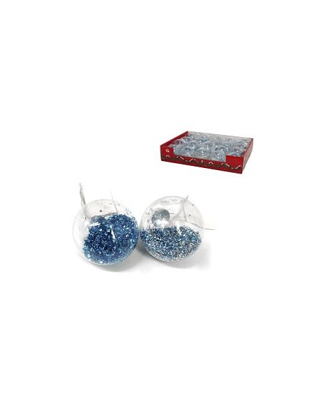 BOLA NAVIDAD TRANSP ESPUMILLÓN AZUL 6CM