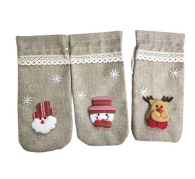 BOLSA SACO NAVIDAD BOTELLA 30X14CM 3STD