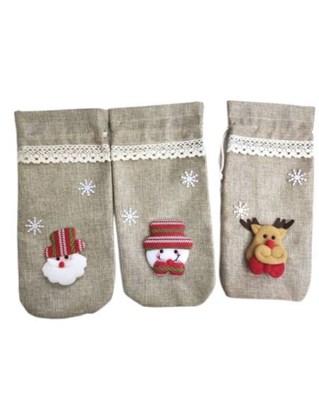 BOLSA SACO NAVIDAD BOTELLA 30X14CM 3STD