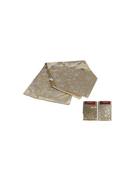 CAMINO DE MESA MARRÓN ESTRELLAS PLATA 18