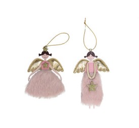 COLGANTE ÁNGEL ROJO ALAS ORO 11-13CM 2SR