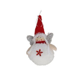COLGANTE POMPÓN ÁNGEL GORRO ROJO 12X8CM