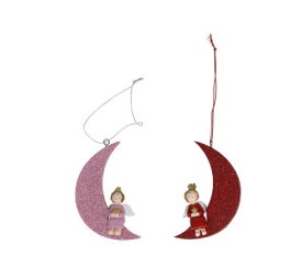 COLGANTE MEDIA LUNA C/ÁNGEL 10CM 2STD