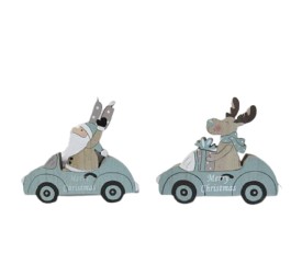 COCHE VERDE XMAS C/FIGURA 2SURT 18X22CM