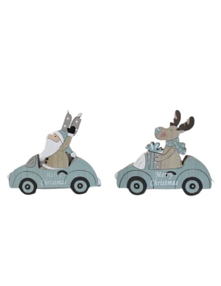 COCHE VERDE XMAS C/FIGURA 2SURT 18X22CM