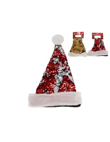 GORRO LENTEJUELAS SANTA ADULTO 30X45CM 2