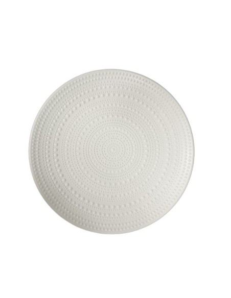 BANDEJA DéCOR.MADERA DIA.34CM BLANCO PUNTOS