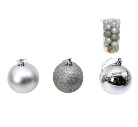 BOTE C/ASA BOLA NAVIDAD X24 PLATA 6-7CM