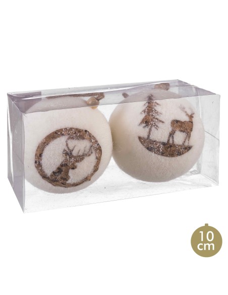 S/2 BOLAS CIERVO POLYFOAM 10 X 10 X 10 CM