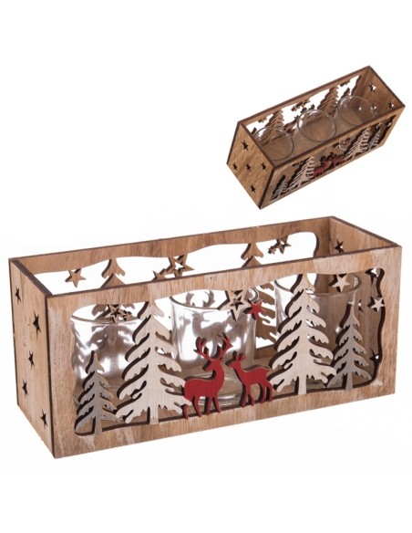 CAJA PORTAVELAS MADERA 23 X 10 X 8 CM