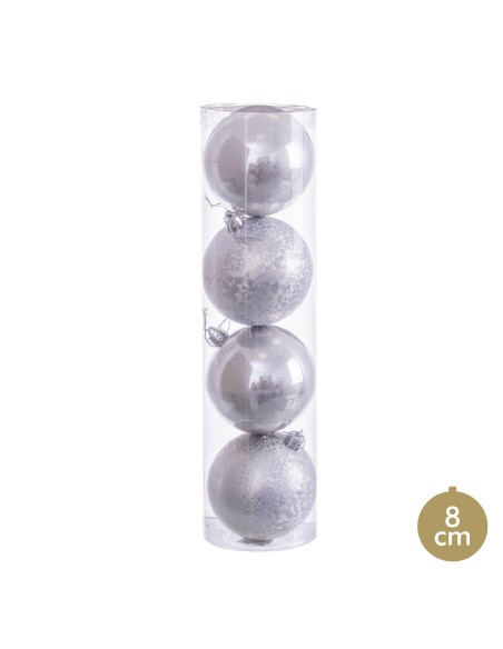 S/4 BOLAS PLATA 8 X 8 X 8 CM