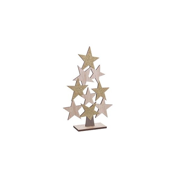 ÁRBOL ESTRELLAS MADERA ORO 15 X 4,50 X 23 CM