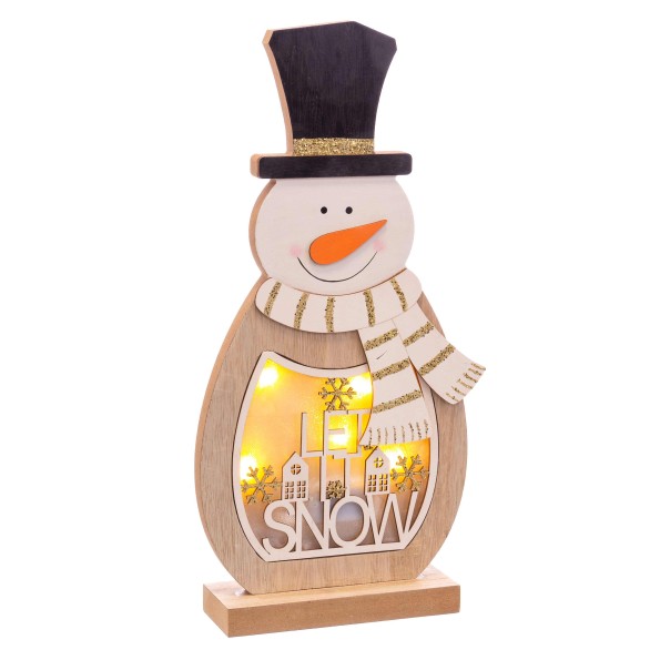 MUÑECO NIEVE CON LUZ LED MADERA 19,50 X 6 X 42,50 CM