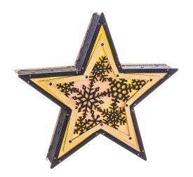 ESTRELLA CON LUZ DECORADA MADERA 29 X 29 X 4,70 CM