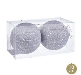 S/2 BOLAS HILOS FOAM PLATA 10 X 10 X 10 CM