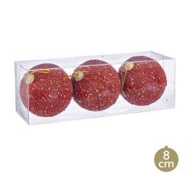 S/3 BOLAS HILOS FOAM ROJO 8 X 8 X 8 CM