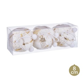 S/3 BOLAS CUADROS FOAM ORO 8 X 8 X 8 CM