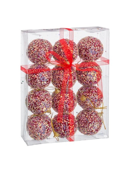 S/12 BOLAS GLITTER FOAM ROJO 6 X 6 X 6 CM