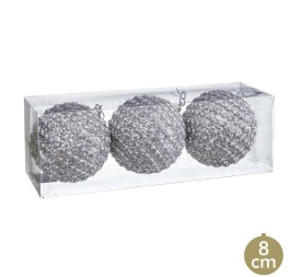 S/3 BOLAS POLYFOAM PLATA 8 X 8 X 8 CM