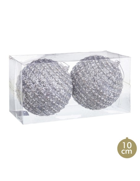 S/2 BOLAS POLYFOAM PLATA 10 X 10 X 10 CM