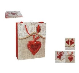 BOLSA REGALO CUORE 32X26X10 3D/BRILLO X1