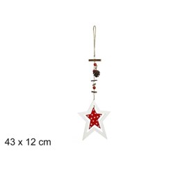 COLGANTE MADERA ESTRELLA CON PIÑAS