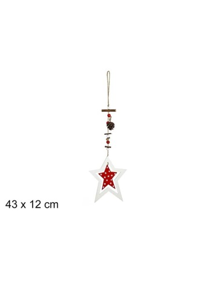 COLGANTE MADERA ESTRELLA CON PIÑAS