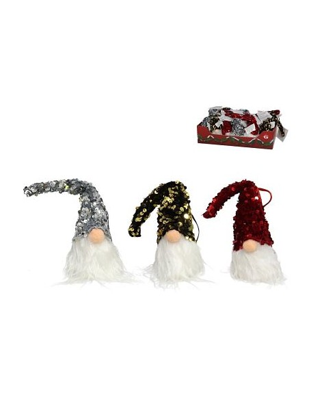 COLGANTE GNOMO LENTEJUELAS 5X20CM 3STD