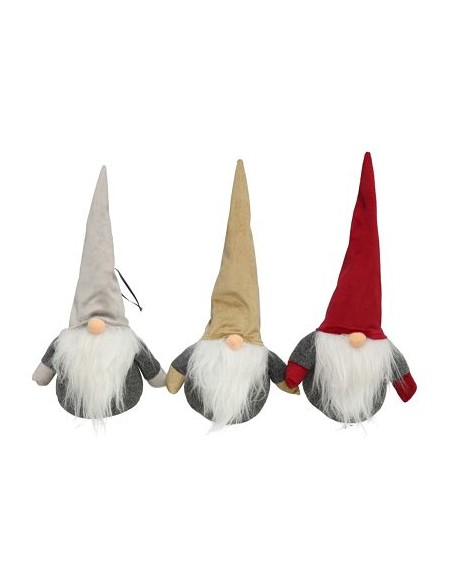 COLGANTE GNOMO GRIS 10X33CM 3 SURTIDOS