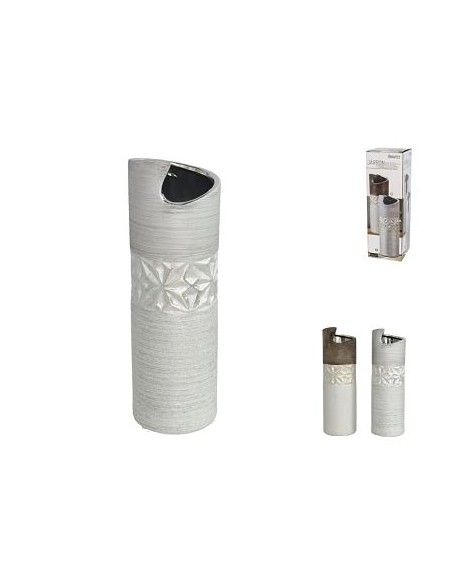 JARRÓN TITÁN 10X30CM GRÉS ORO/PLATA SURT