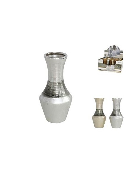 JARRÓN PLUTÓN 6,5X15CM GRÉS ORO/PLATA SU