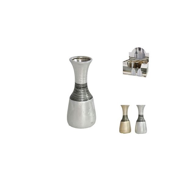 JARRÓN PLUTÓN 6,5X15CM GRÉS ORO/PLATA SU (4189)