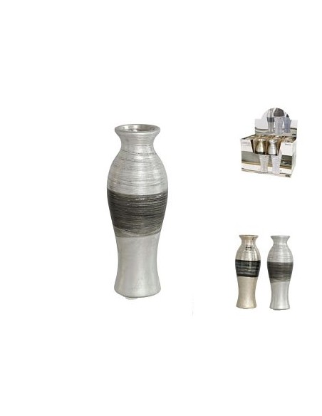 JARRÓN PLUTÓN 6,5X18CM GRÉS ORO/PLATA SU