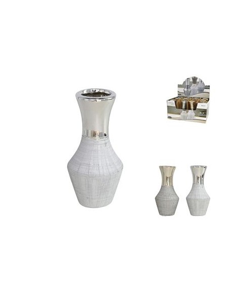 JARRÓN REA 6,5X15CM GRÉS ORO/PLATA SURTI