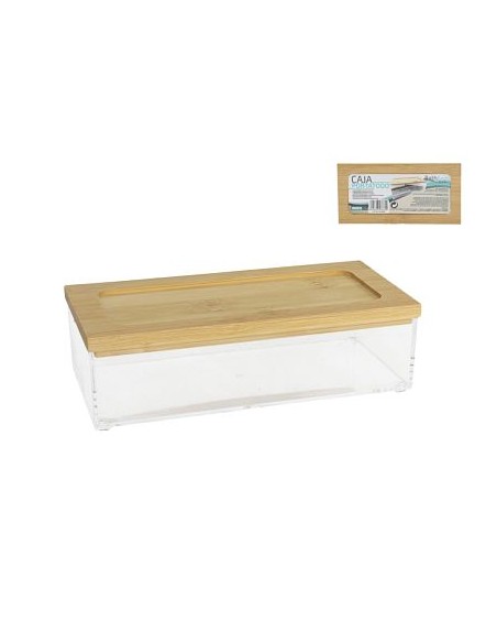 CAJA PORTATODO 19X19 CM TAPA BAMBÚ