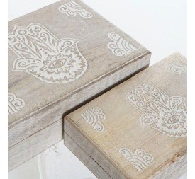 CAJA SET 2 MANGO 25X17X8 HAMSA DECAPE MARRON