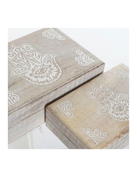 CAJA SET 2 MANGO 25X17X8 HAMSA DECAPE MARRON