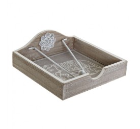 SERVILLETERO MDF METAL 19X19X7 DECAPE BLANCO