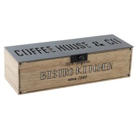 CAJA INFUSIONES MADERA 22X9X6 COFFEE NATURAL