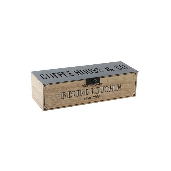 CAJA INFUSIONES MADERA 22X9X6 COFFEE NATURAL