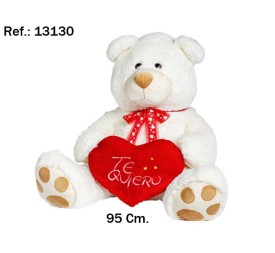 OSO BLANCO CORAZON TE QUIERO 80CM. (1)(2)